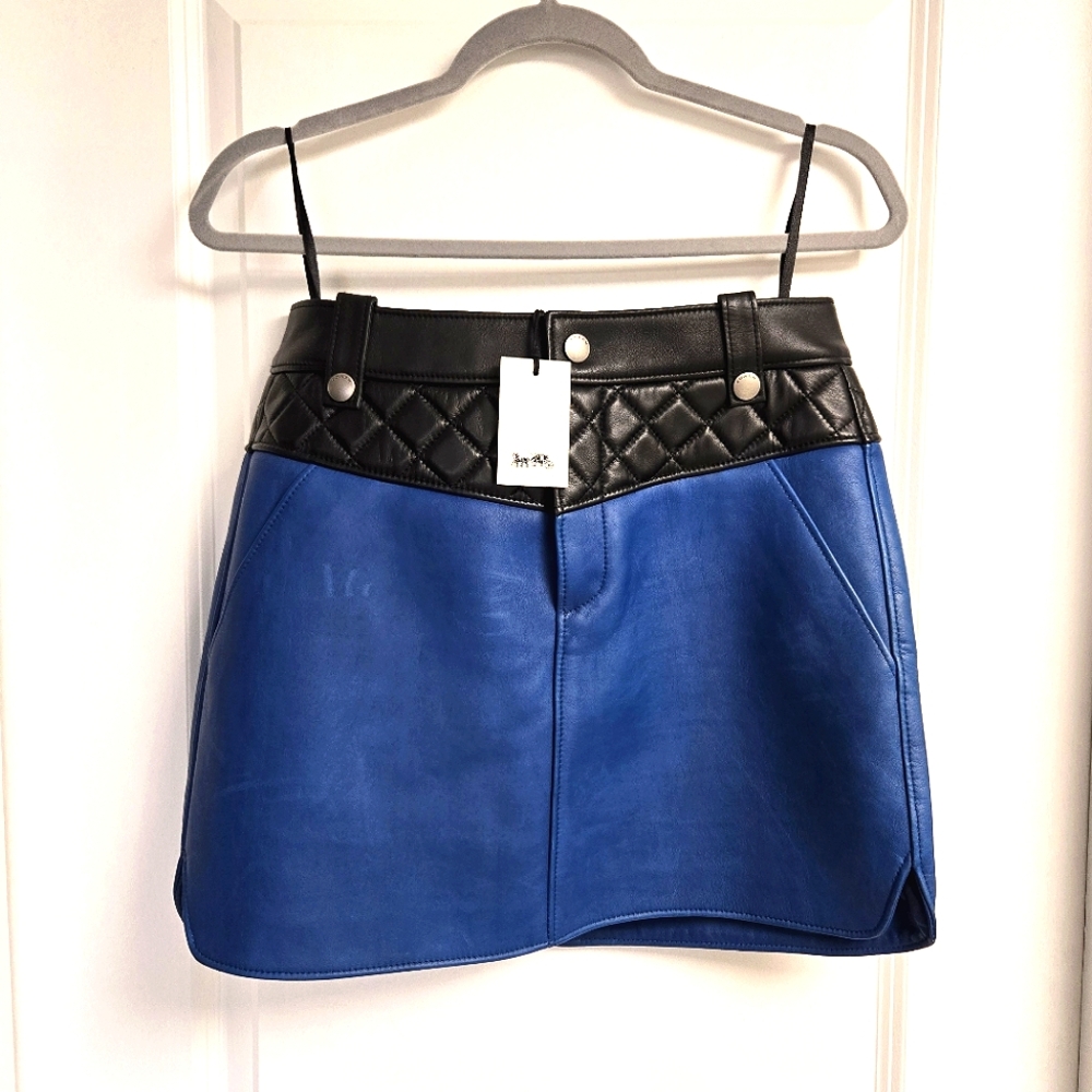 Coach Blue Curved Hem Skirt